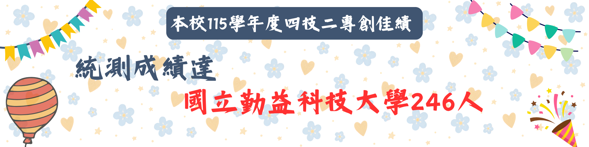 115學年統測創佳績海報9。統測成績達國立勤益科大246人!